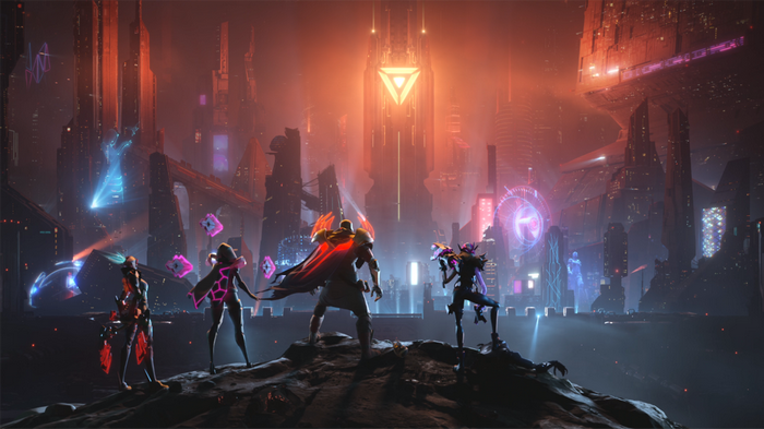 PROJECT skins from League of Legends in a futuristic city