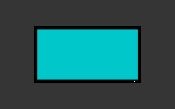 Minimalist cyan TV screen on dark background