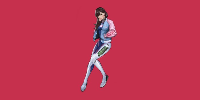 D.Va from Overwatch in a bomber jacket