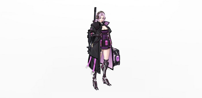Anime girl with purple hair and tactical gear