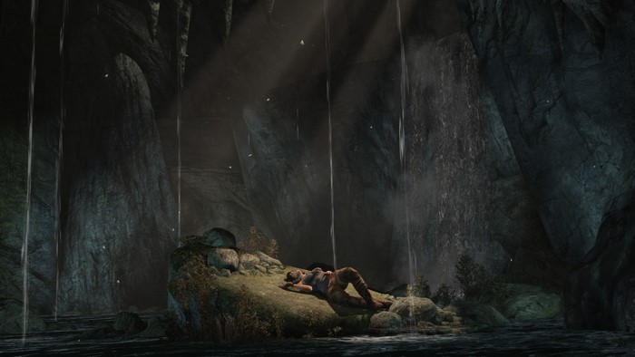Lara Croft from Tomb Raider in a cave