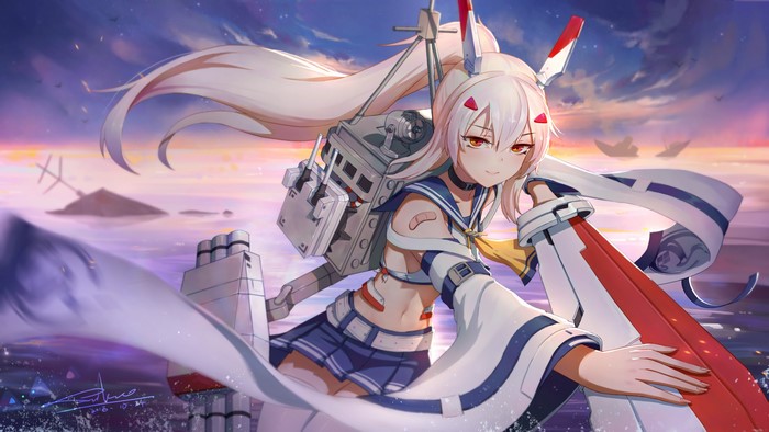 Ayanami from Azur Lane at sunset