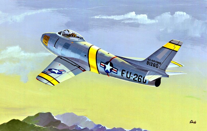 North American F-86 Sabre aircraft in flight