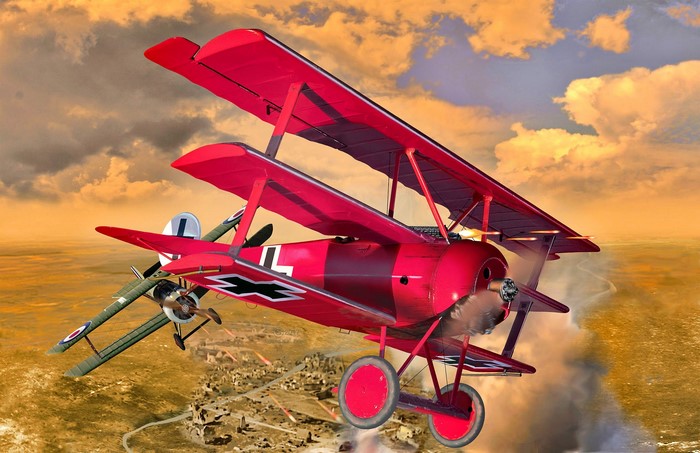 Fokker DR 1 Biplane War Aircraft Artwork