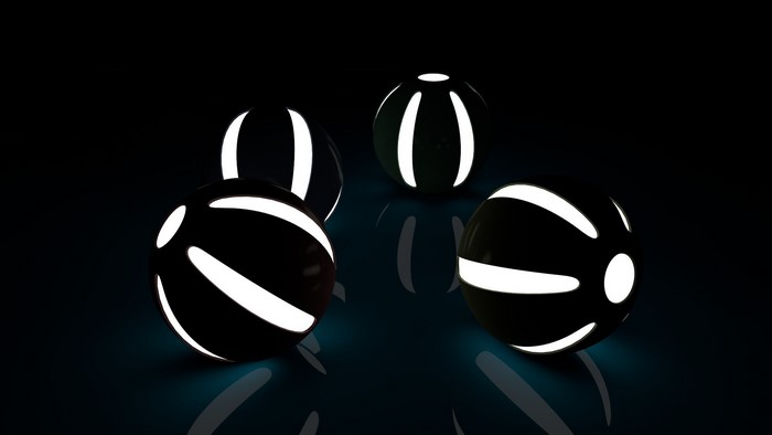 Dark digital art of glowing balls