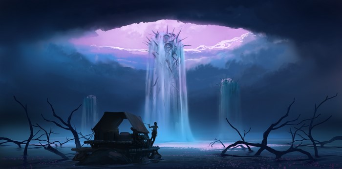 4K Fantasy Art of Women Silhouette by Water