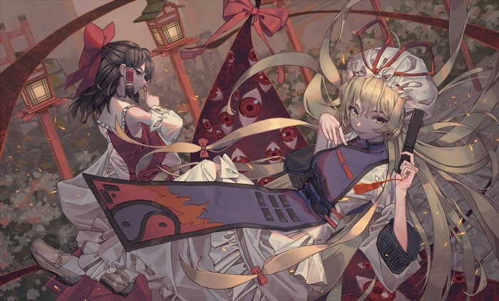 Yakumo Yukari and Hakurei Reimu from Touhou