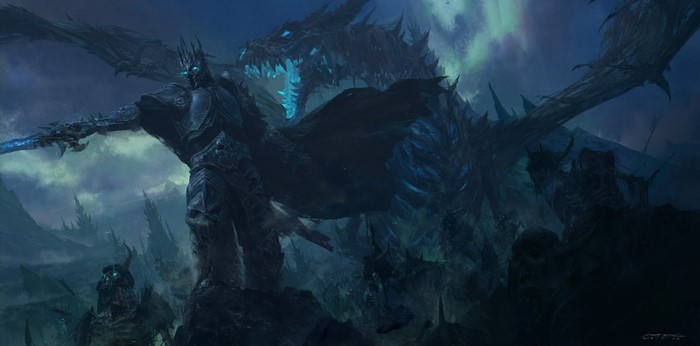 Lich King and dragon from World of Warcraft