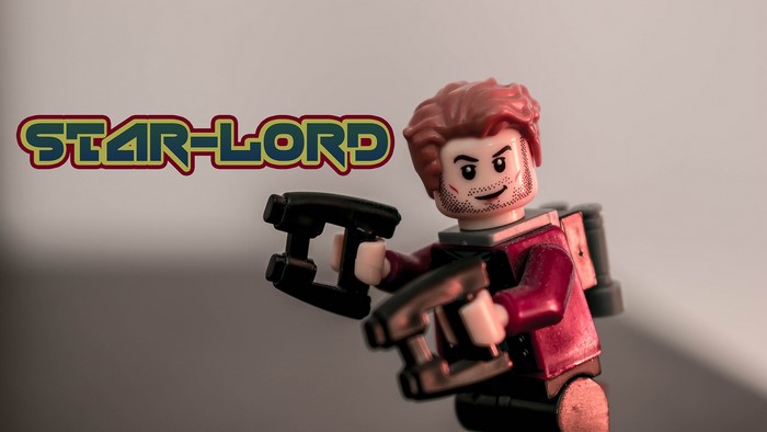 Star-Lord LEGO minifigure with guns