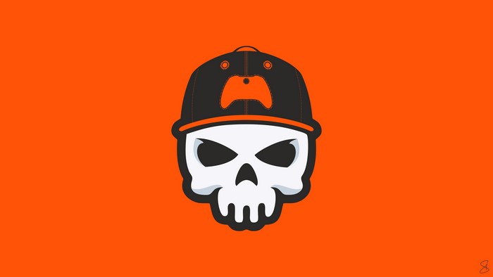 Skull with Gamer Cap Logo 4K