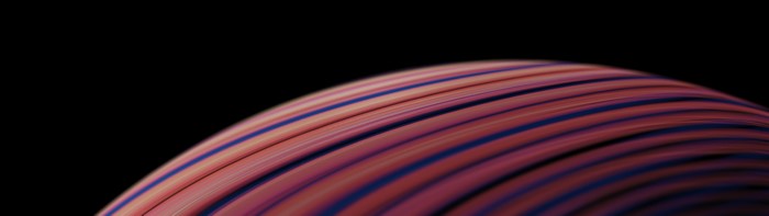 4K abstract planet with red and blue stripes