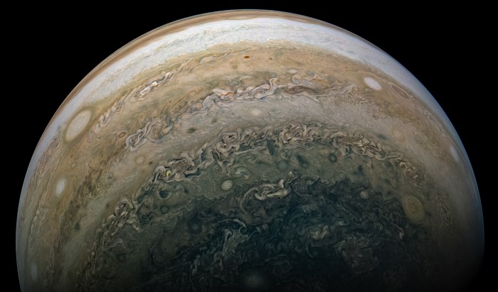 Jupiter's swirling clouds and storms