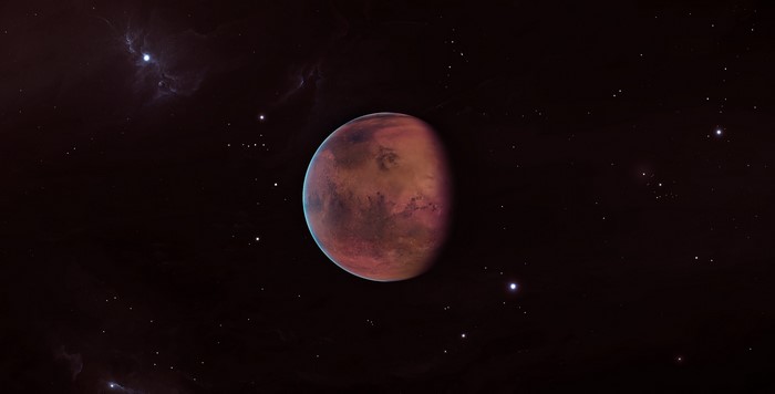 Mars planet in deep space with stars and nebulae