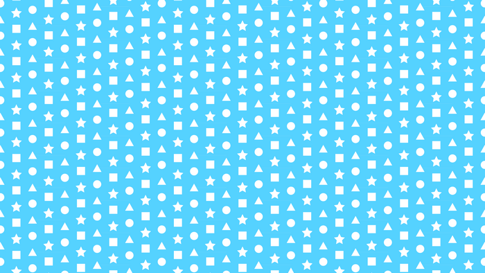 White geometric shapes pattern on a cyan background