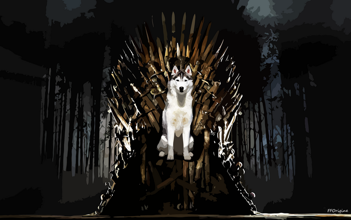 Siberian Husky on the Iron Throne from Game of Thrones