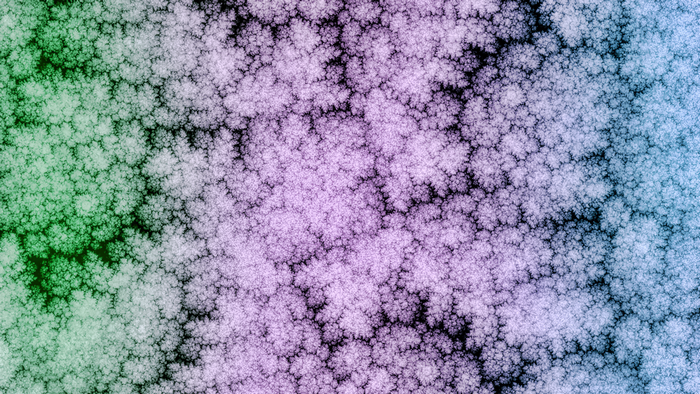 Abstract fractal pattern with green, purple, and blue gradient