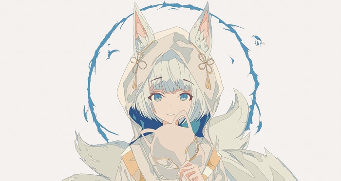 Kaga from Azur Lane with fox ears and mask