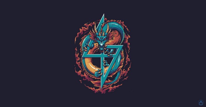 Dragon with a stylized number 47 logo