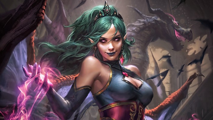 4K Fantasy Girl with Dragon and Vampires