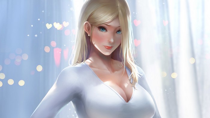 Artwork of Blonde Woman with Blue Eyes