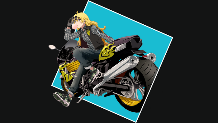 Yang Xiao Long from RWBY on a motorcycle