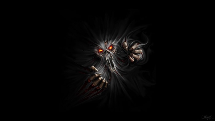 Demon with glowing eyes and sharp claws