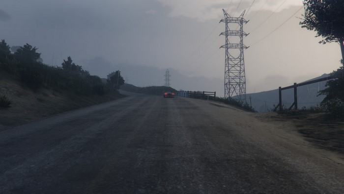 Car on a road in Grand Theft Auto V