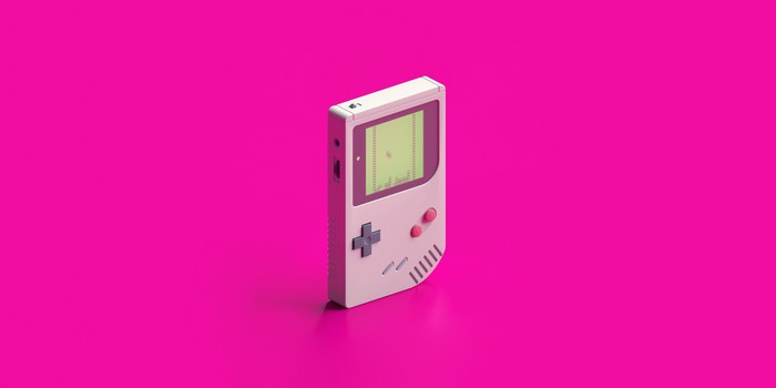 Nintendo GameBoy on a pink background