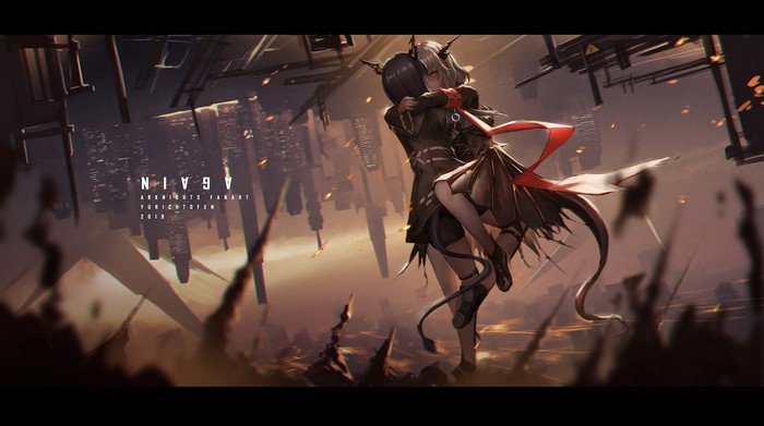 Chen and Talulah Embrace in Arknights Artwork