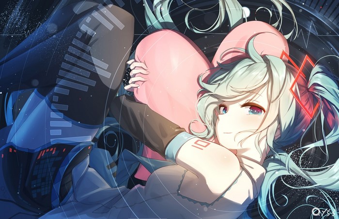 Hatsune Miku from Vocaloid in space