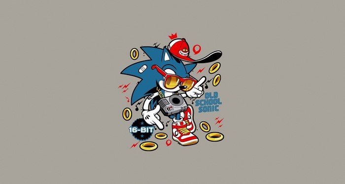 Sonic the Hedgehog with sunglasses and a hat