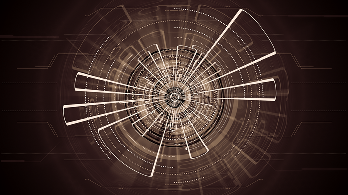 Abstract futuristic tech interface with radial lines