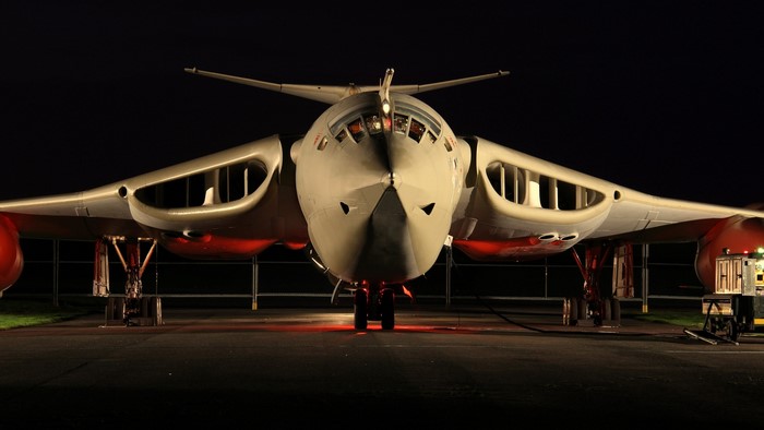 Handley Page Victor bomber aircraft at night
