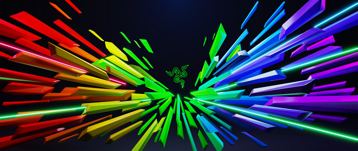 Razer logo with abstract rainbow shards