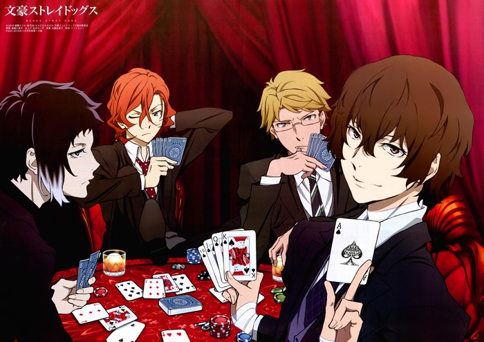 4K Bungou Stray Dogs characters playing poker
