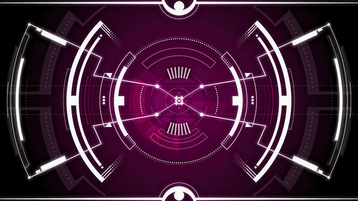 Futuristic HUD interface with purple and white elements
