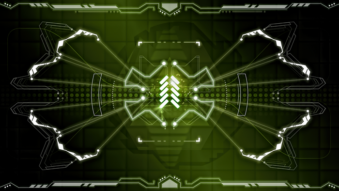 Futuristic HUD interface with green accents