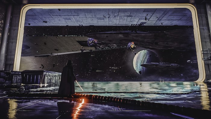 Darth Vader from Star Wars in space battle