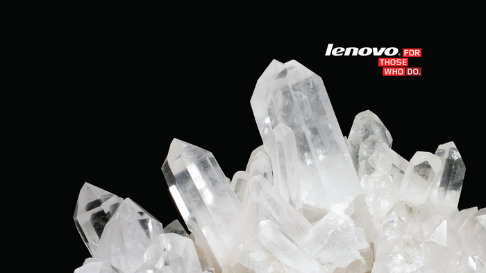 Lenovo logo with crystals on black background
