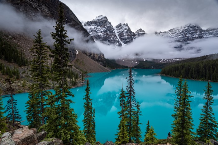 Moraine Lake with Mountains and Forest