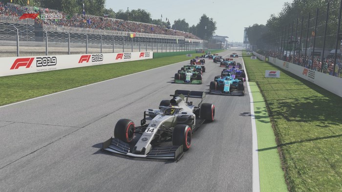 F1 2019 video game race with Mercedes-AMG F1 car