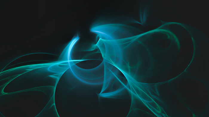 Abstract fractal shapes in teal and blue