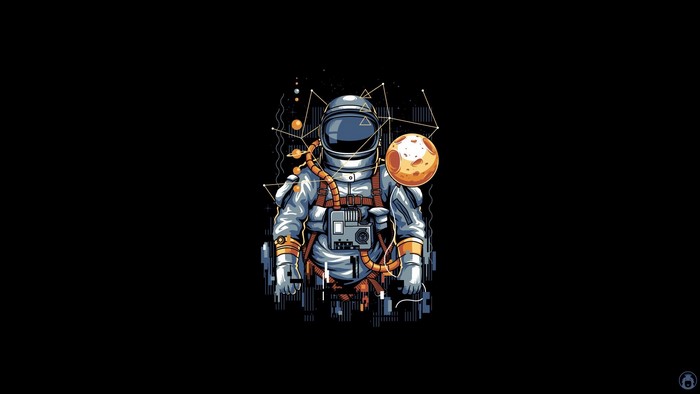 Astronaut with Moon and Constellations