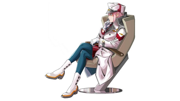 Zero Two from Darling in the FranXX sitting
