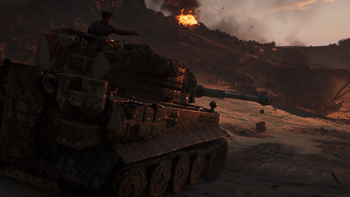Tiger tank in Battlefield V during a battle