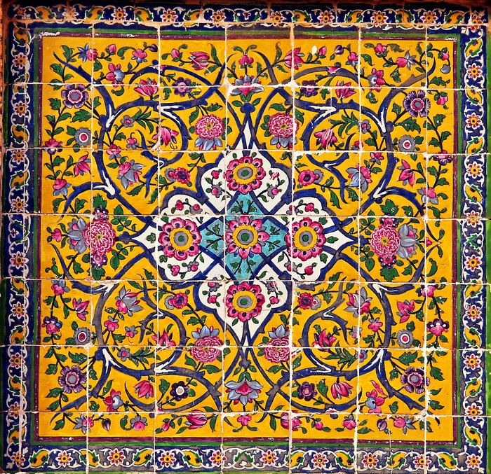 Intricate Iranian Tile Floral Pattern