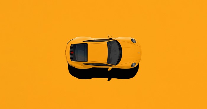 Yellow Porsche 911 from Top View