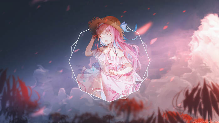 Zero Two from Darling in the FranXX wearing a straw hat