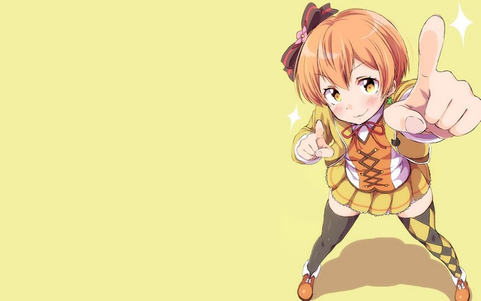 Hoshizora Rin from Love Live! pointing forward