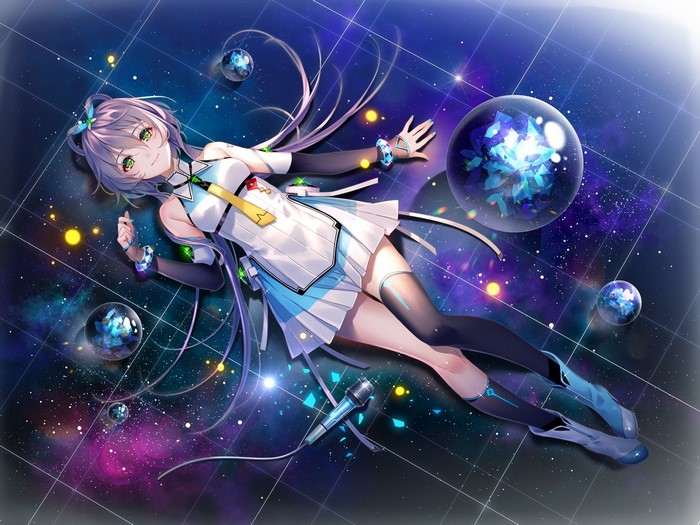 Luo Tianyi from Vocaloid in a cosmic setting